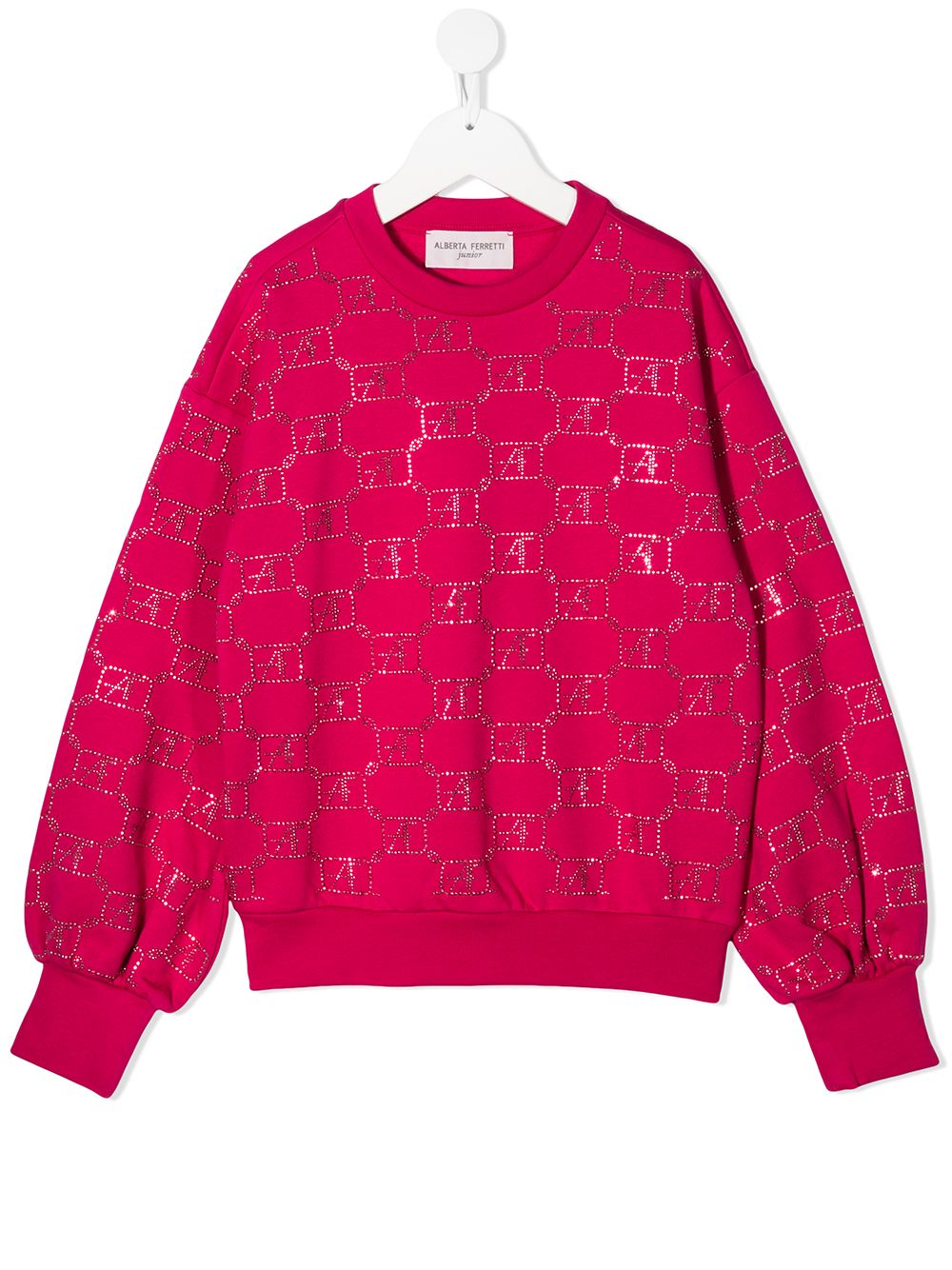 фото Alberta ferretti kids rhinestone-logo cotton sweatshirt