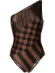 Image 1 of Fendi Pre-Owned Pequin Zucca one-shoulder swimsuit