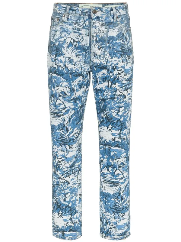 floral pattern jeans