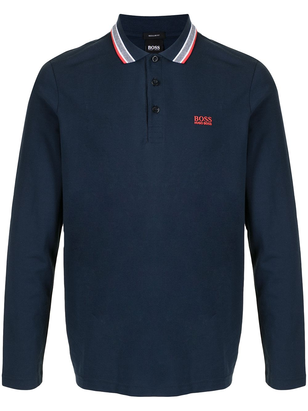 Hugo Boss Striped-collar Polo Shirt In Blue