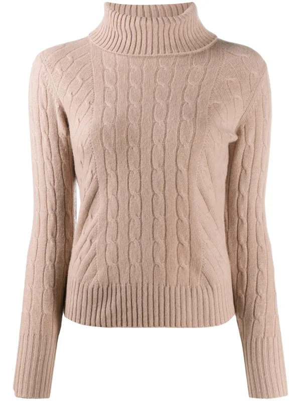 roll neck cable knit sweater