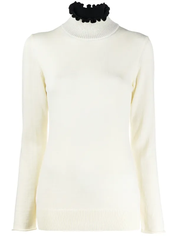 ruffle neck long sleeve top