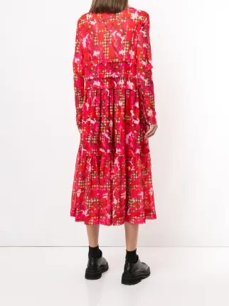 floral check print midi dress展示图