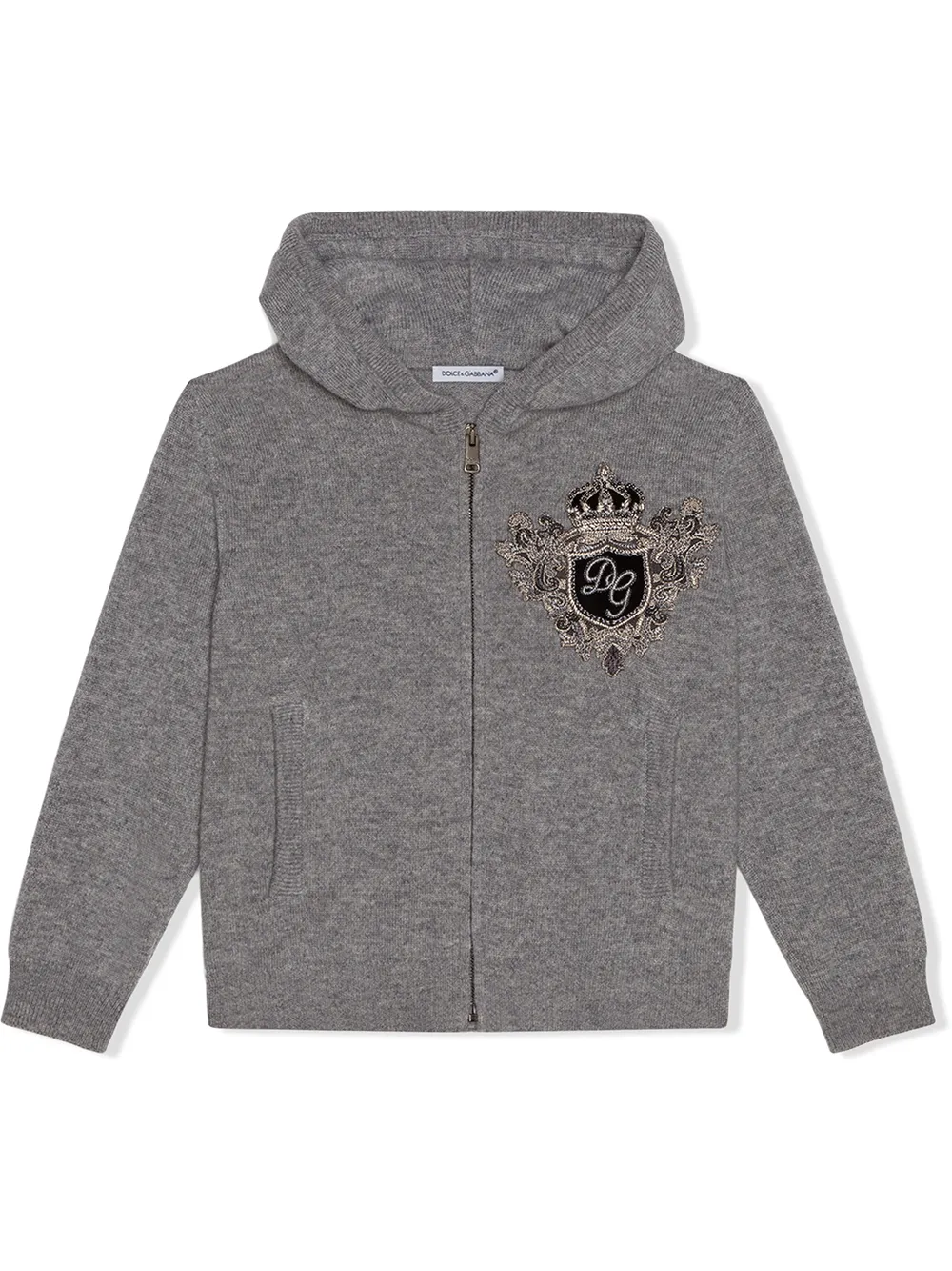 

Dolce & Gabbana Kids sudadera con capucha y parche del logo - Gris