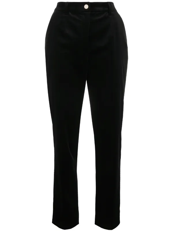high waisted black slim trousers