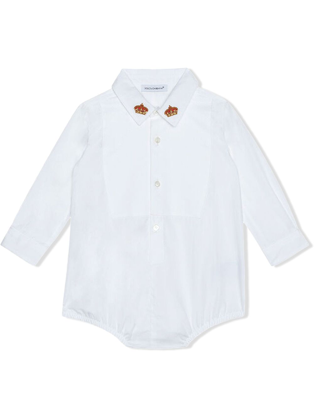 Dolce & Gabbana Babies' Crown-embroidered Shirt In White