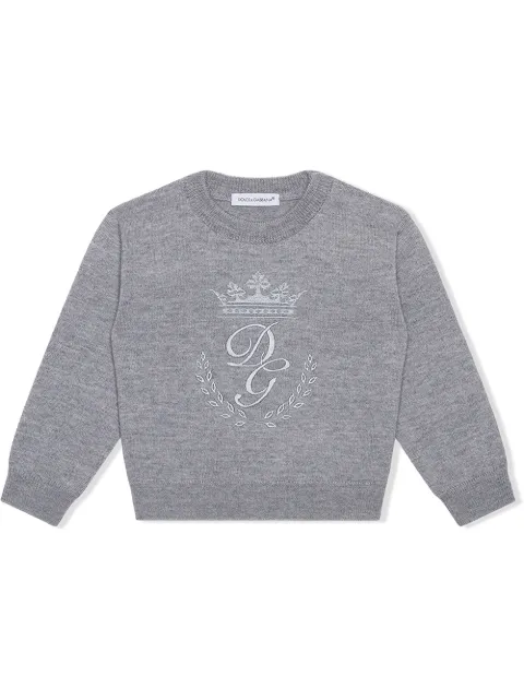 Dolce & Gabbana Kids كنزة مطرزة بشعار الماركة