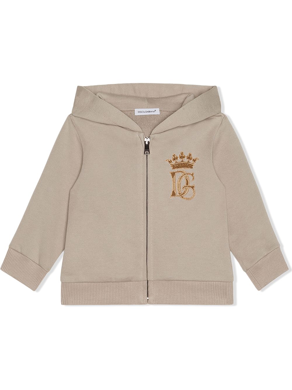 Dolce & Gabbana Babies' Crown Logo-embroidered Hoodie In Neutrals