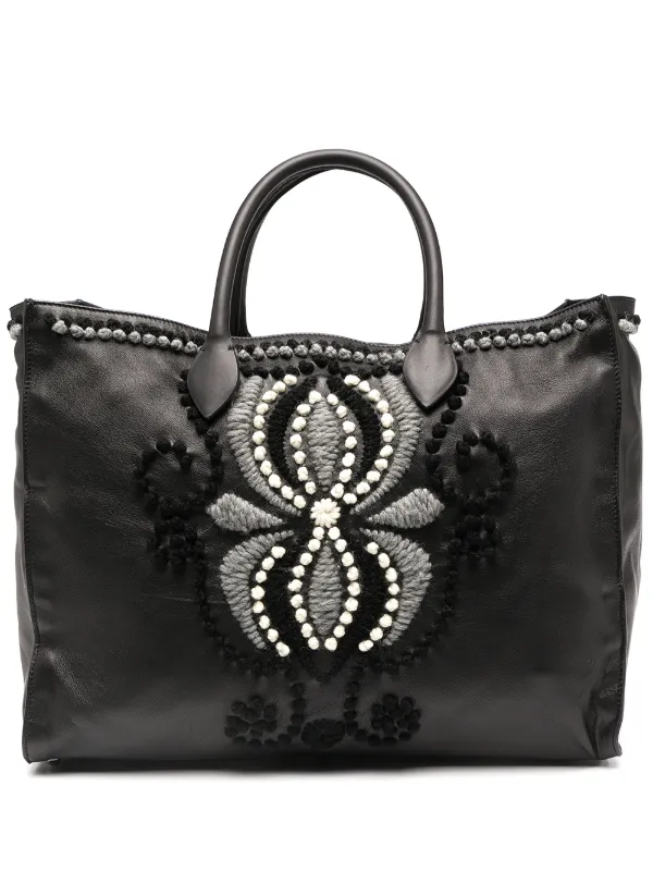 embroidered leather bag