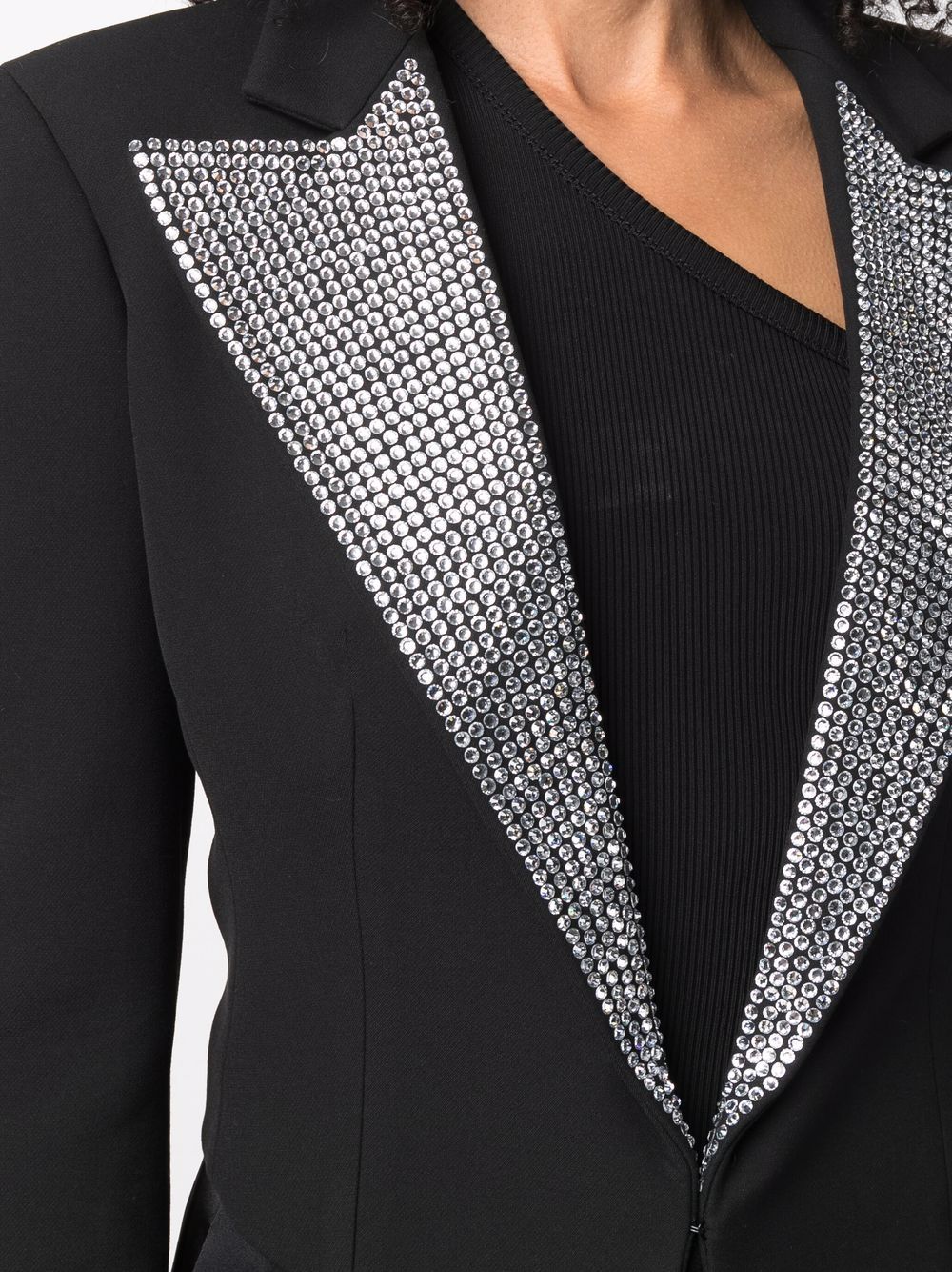 Shop Philipp Plein Crystal-embellished Cropped Blazer In 黑色