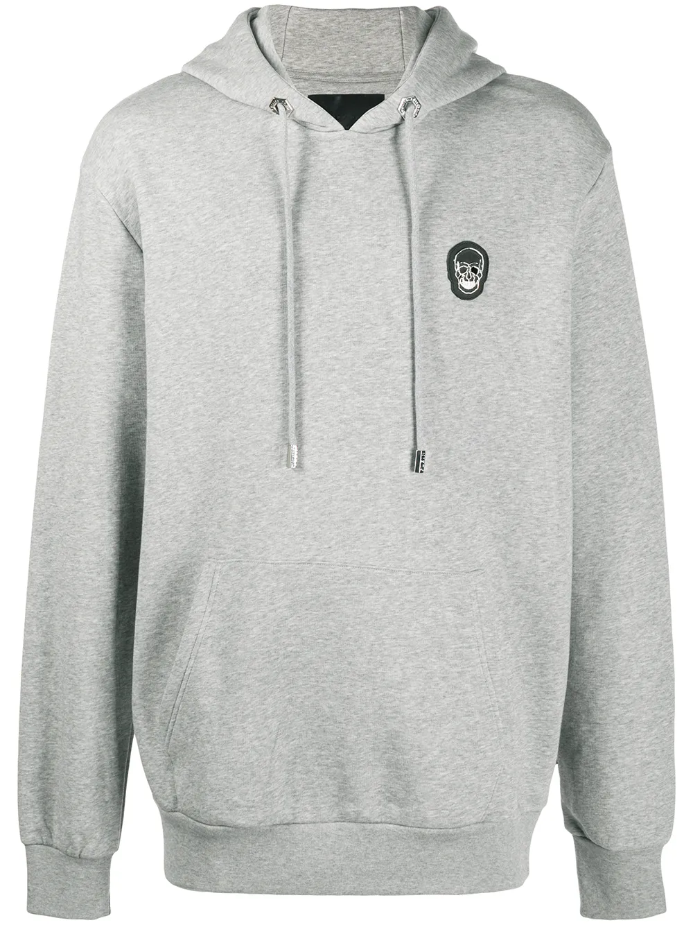 

Philipp Plein skull-patch drawstring hoodie - Grey