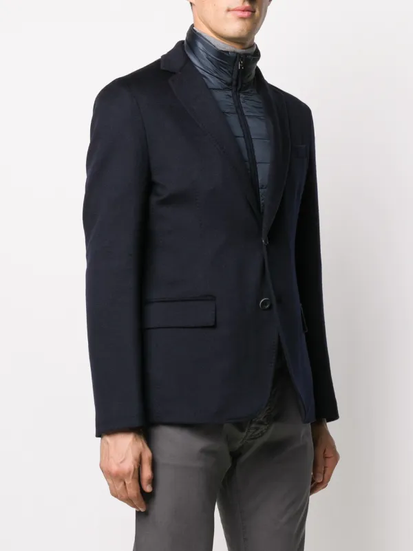 Herno padded-detail single-breasted Blazer | Blue | FARFETCH GE