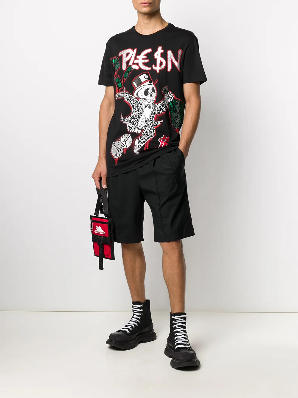 Philipp Plein T-shirt met dollarprint - Zwart
