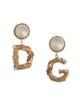 Image 1 of Dolce & Gabbana logo-plaque drop clip-on earrings