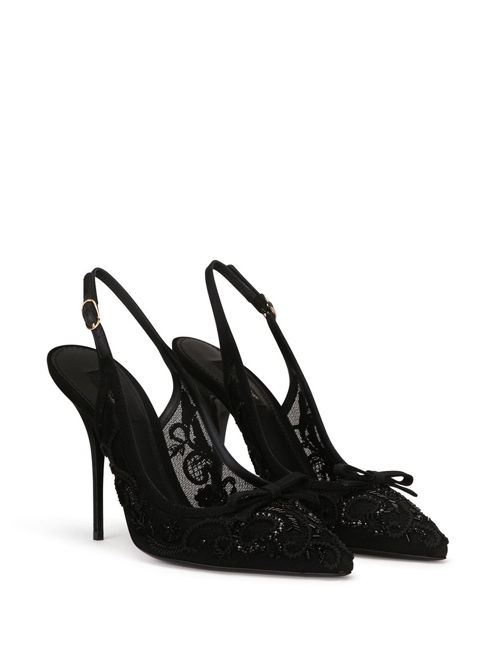 Dolce & Gabbana bead-embellished sling-back heeled pumps Black