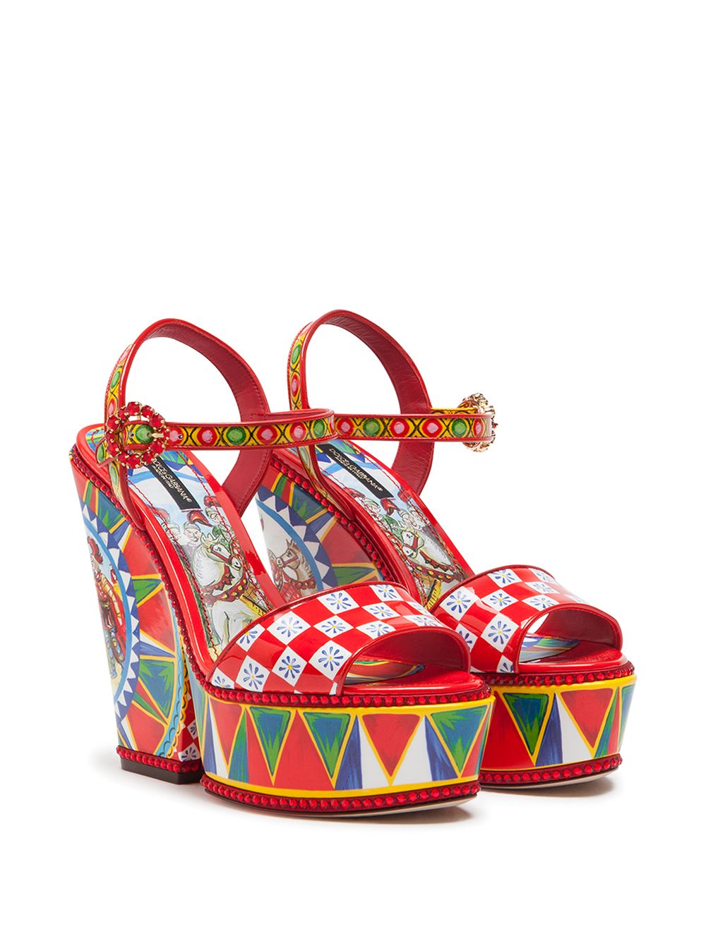 Dolce & Gabbana Bianca sicilian carretto-print sandals Red