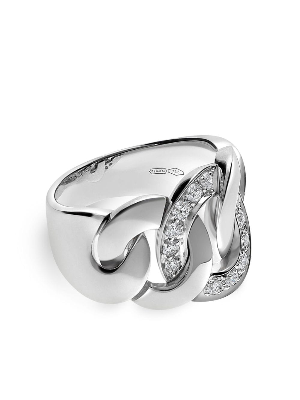 LEO PIZZO 18kt White Gold Groumette Diamond Chain Ring - Farfetch