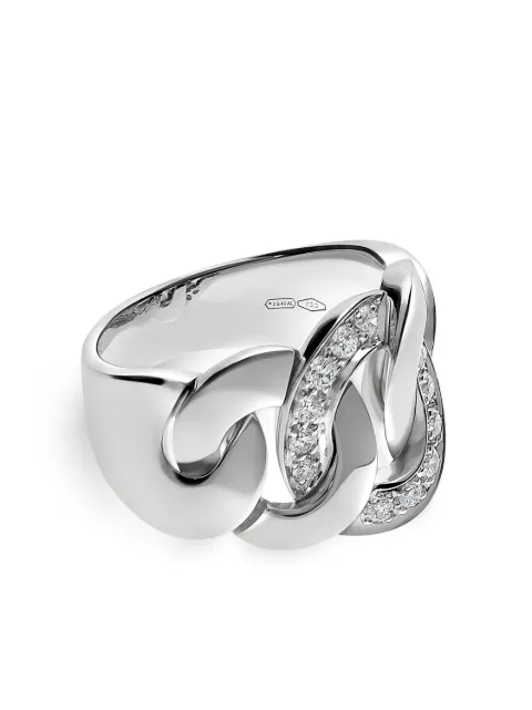 LEO PIZZO anillo de cadena Groumette en oro blanco de 18kt con diamantes