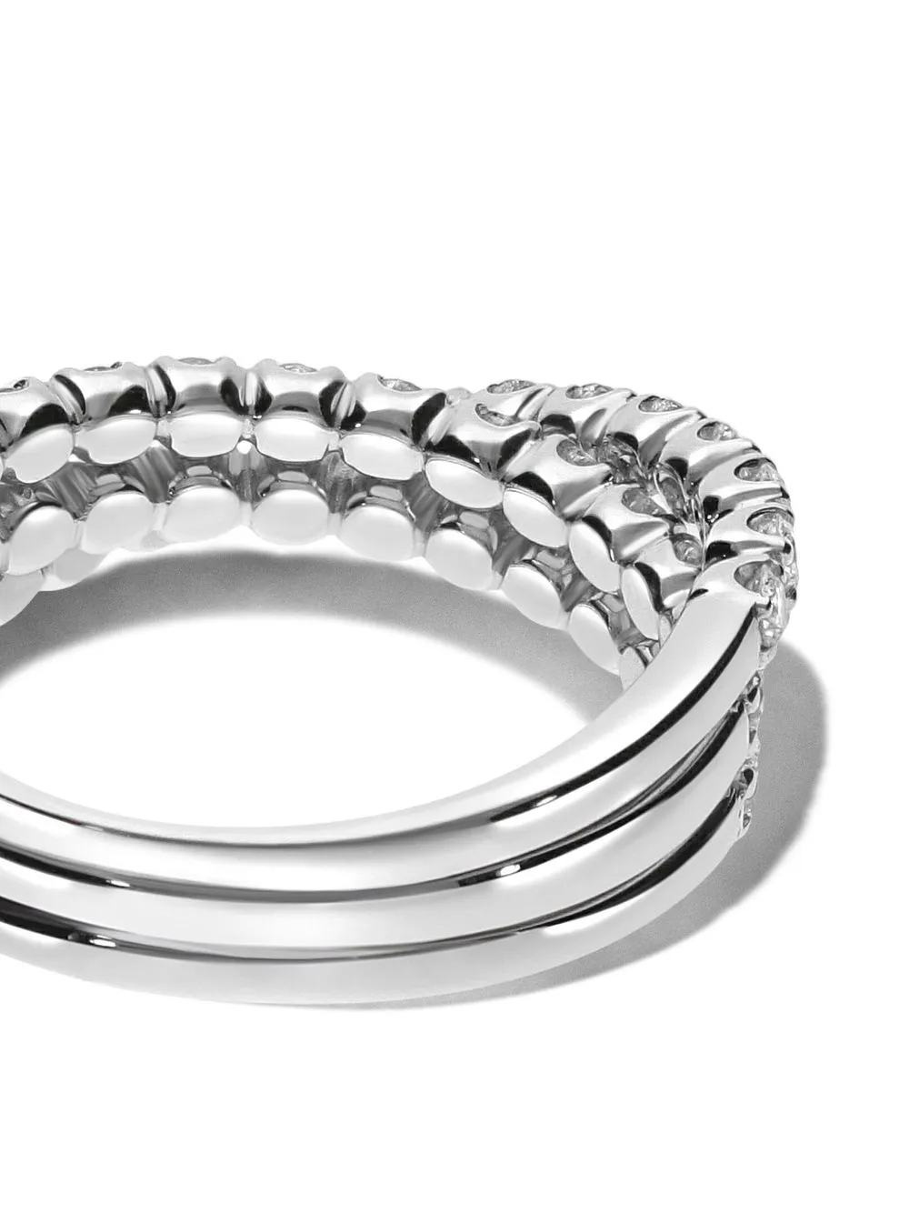 Shop Leo Pizzo 18kt White Gold Waves Diamond Ring In Silver