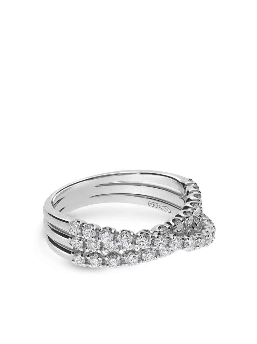 Shop Leo Pizzo 18kt White Gold Waves Diamond Ring In Silver