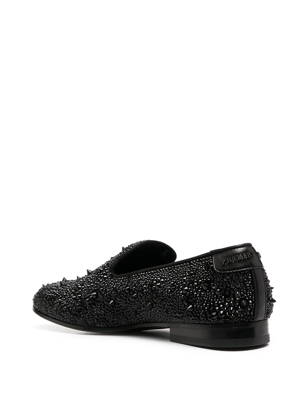 Shop Philipp Plein Crystal-accented Moccasins In Black