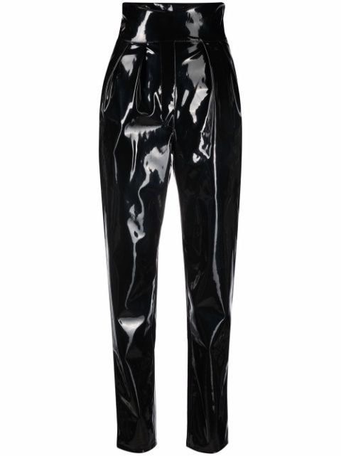 Philipp Plein high-waisted long latex trousers Women