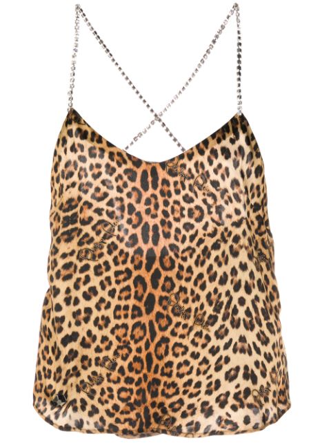 Philipp Plein leopard-print silk tank top Women