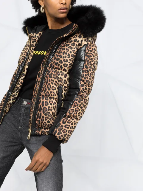 Shop Philipp Plein leopard-print puffer 