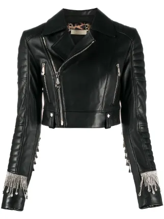 Philipp Plein crystal-fringe Biker Jacket - Farfetch