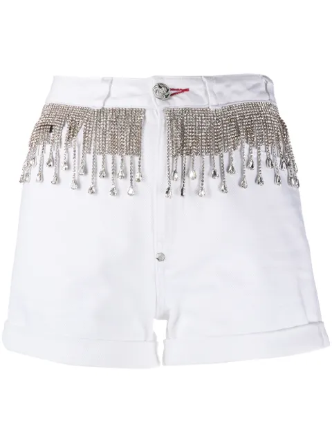 Philipp Plein crystal-embellished denim shorts