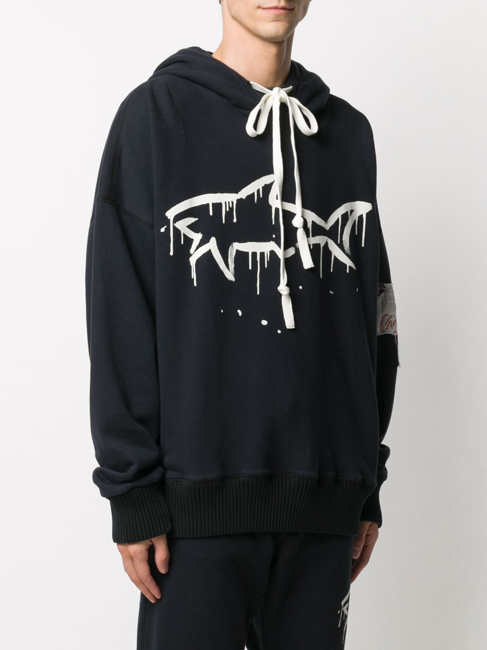 фото Greg lauren x paul & shark shark-print oversized hoodie