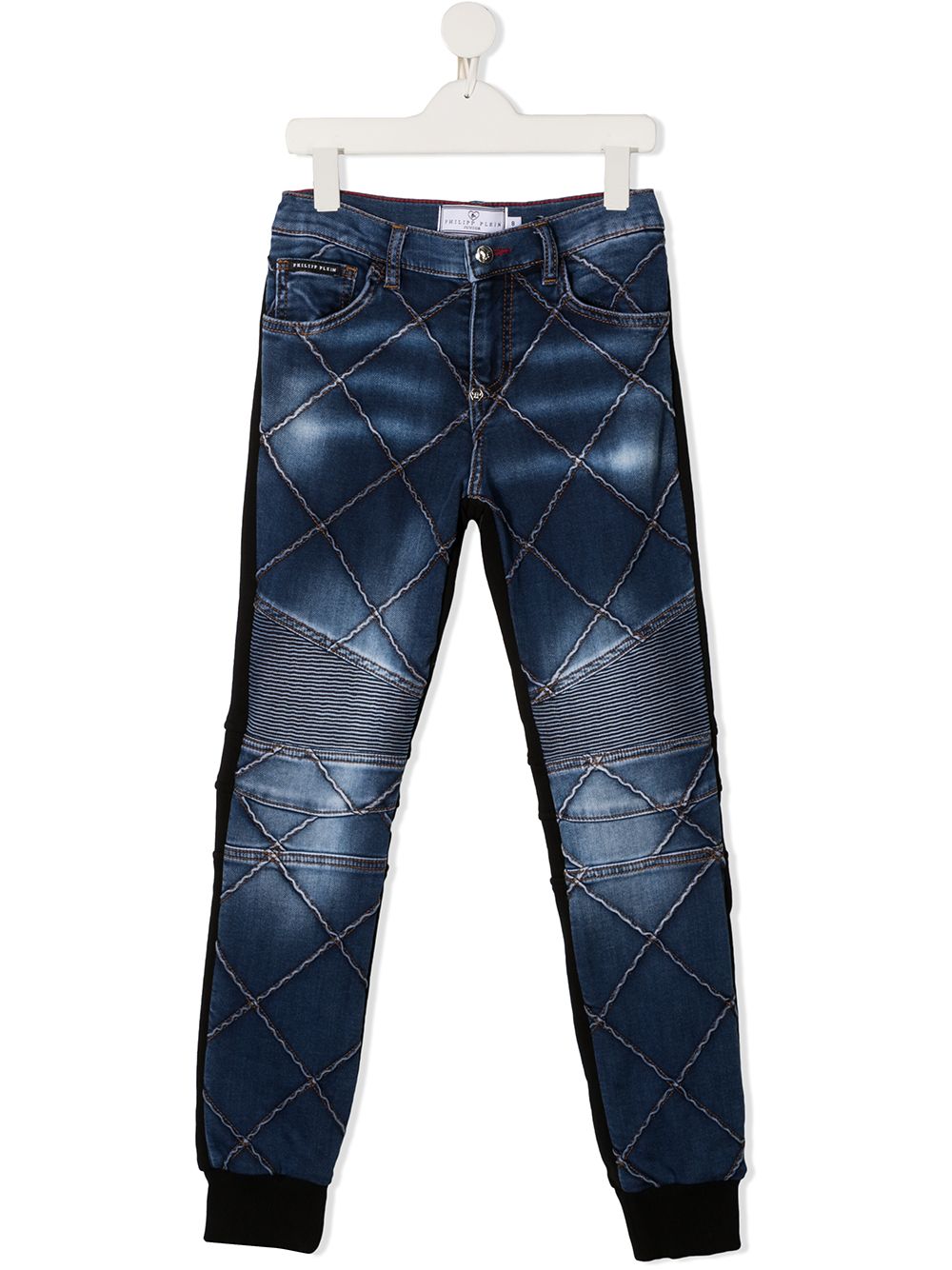 

Philipp Plein Junior jeans con capitonado de rombos - Azul