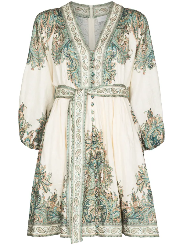 paisley print mini dress