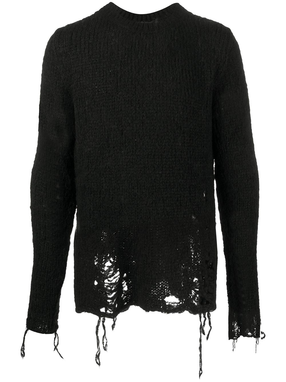 THOM KROM DISTRESSED CREW NECK SWEATER 