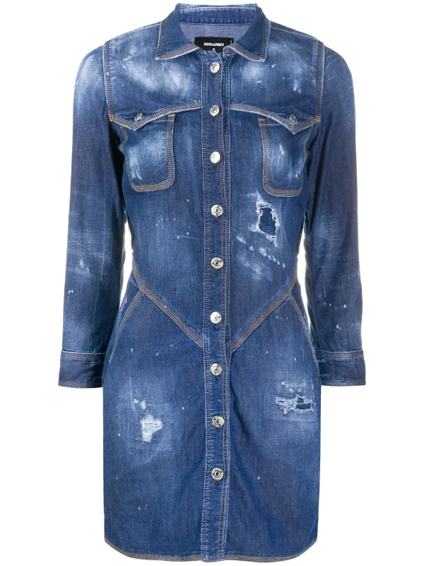 frayed denim shirt dress