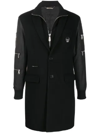 Shop Philipp Plein layered long coat 