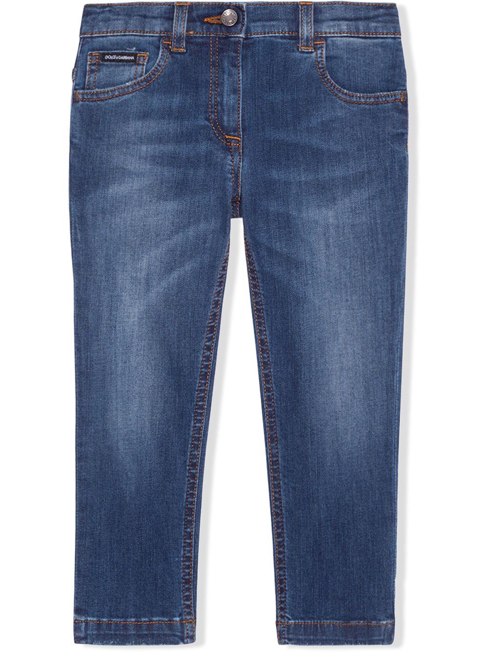 Dolce & Gabbana Kids logo-appliqué skinny jeans - Blue