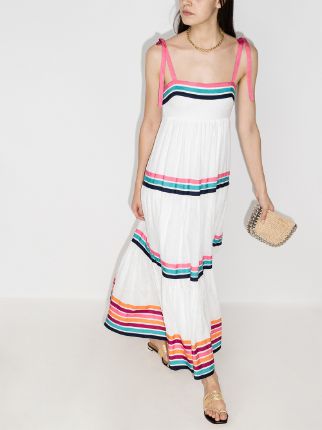 Lulu ribbon linen tiered maxi dress展示图