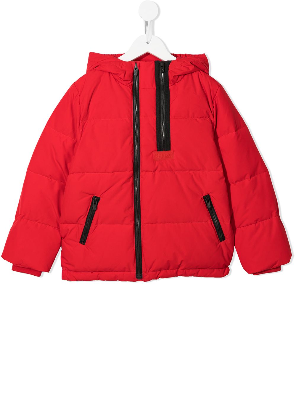 Kenzo Padded Logo Print-hem Parka In Rot