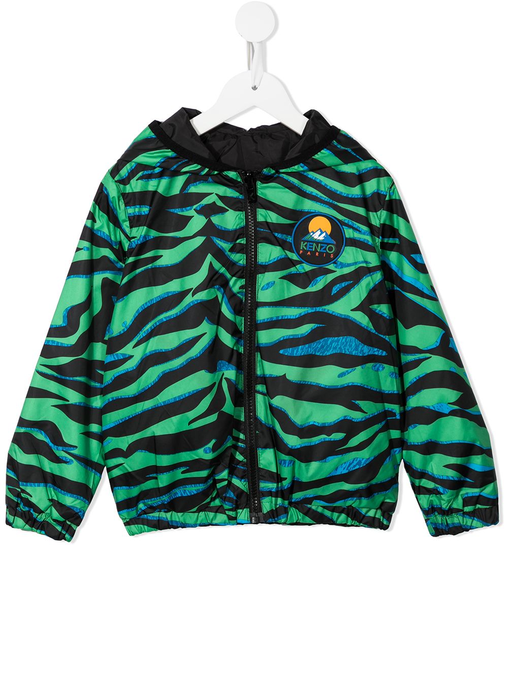 Kenzo Tiger Stripe Windbreaker In Grün