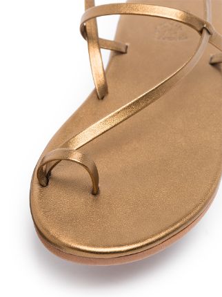 bronze tone Euterpe flat leather toe ring sandals展示图