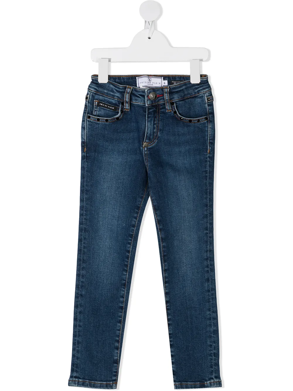 

Philipp Plein Junior jeans slim con logo hexagonal - Azul