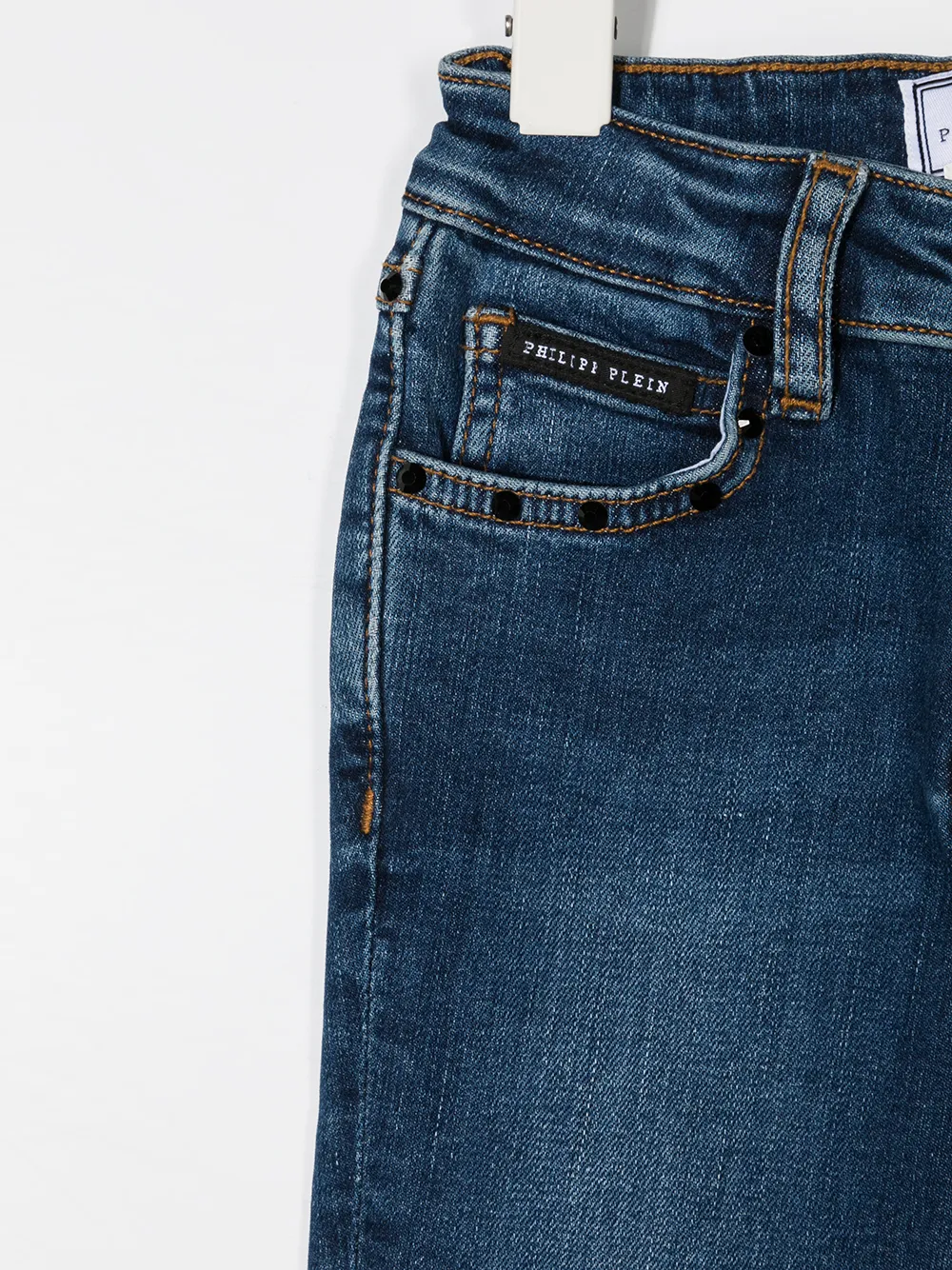  Philipp Plein Junior Vaqueros Slim Con Logo Hexagonal - Azul 
