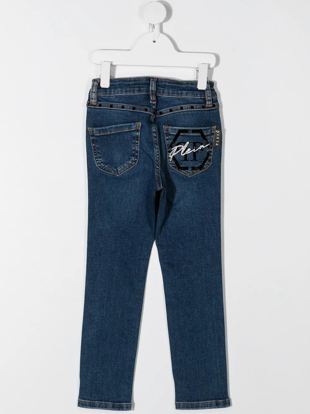  Philipp Plein Junior Vaqueros Slim Con Logo Hexagonal - Azul 