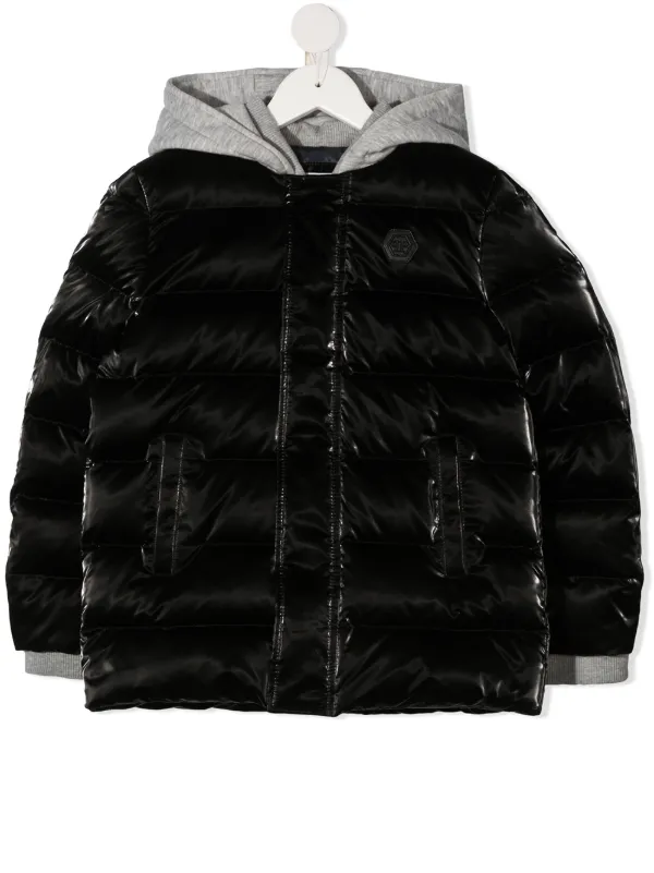 Philipp Plein Junior Glossy Puffer Jacket Black FARFETCH IN