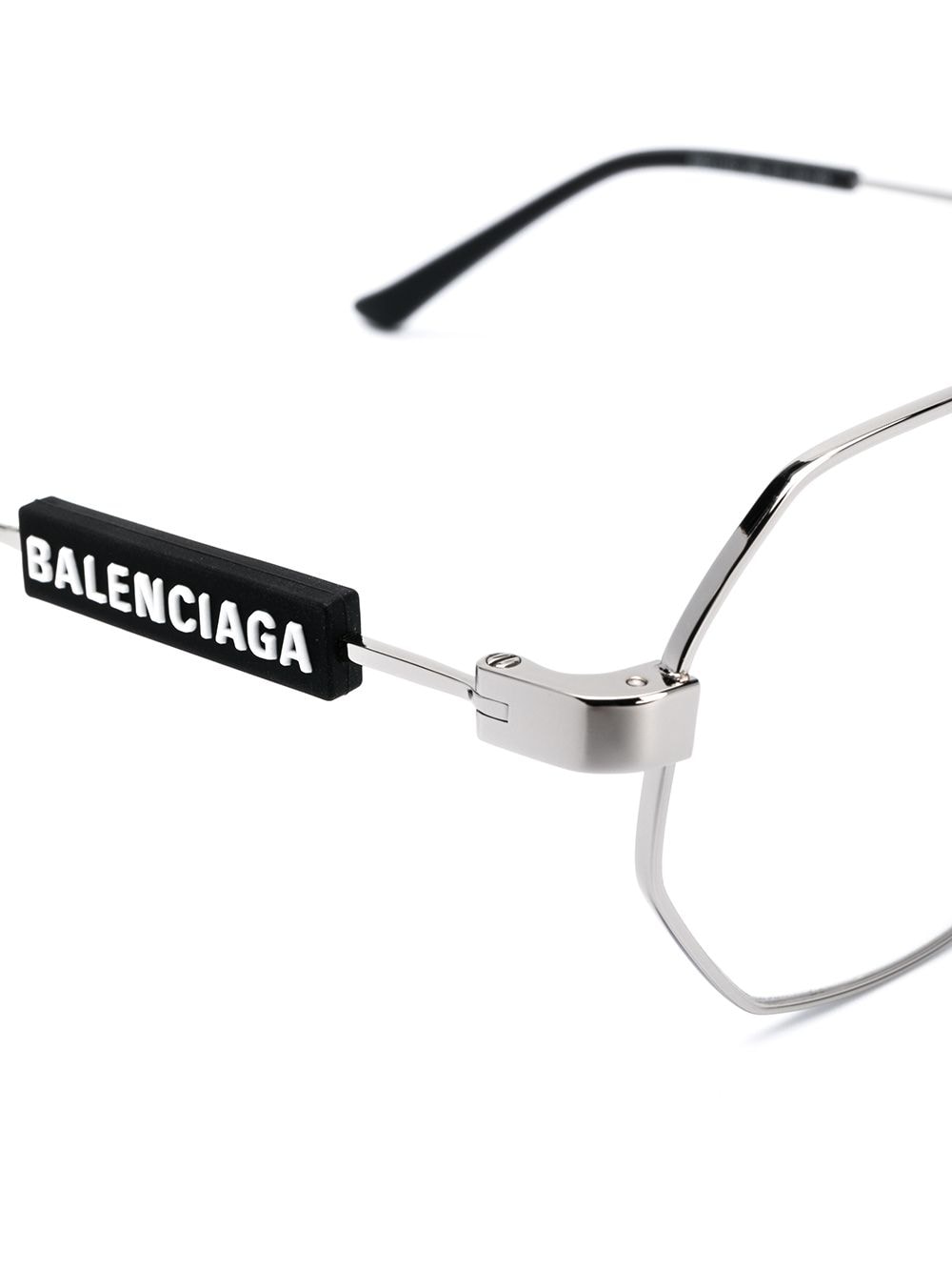 Shop Balenciaga Logo Pilot Glasses In Silver