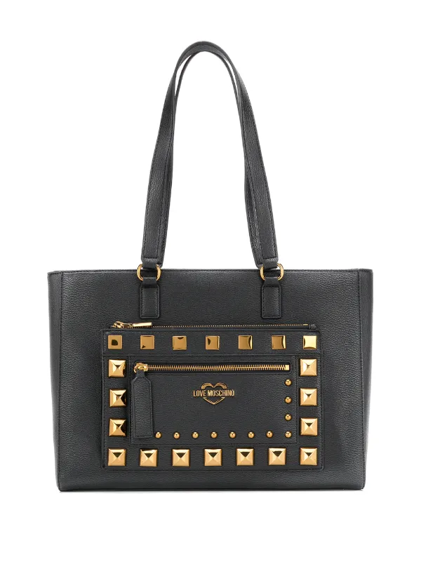 black studded tote bag