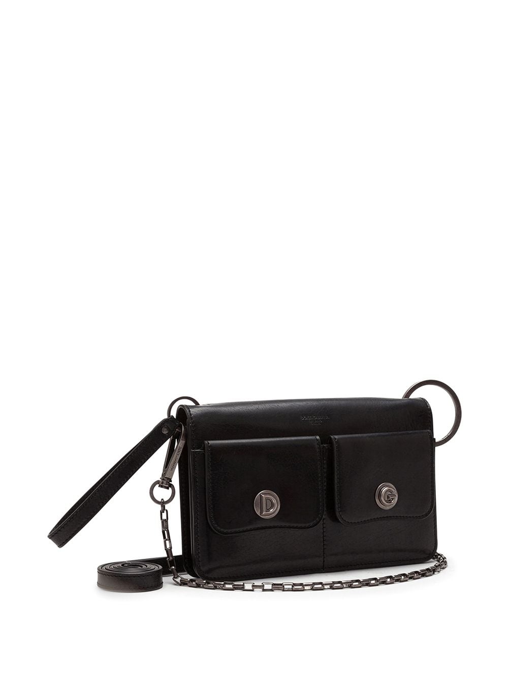 Shop Dolce & Gabbana Logo-embossed Crossbody Leather Bag In Black