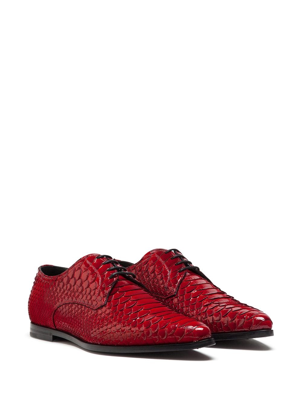 Shop Dolce & Gabbana Textured Varnished Derby Shoes In Red