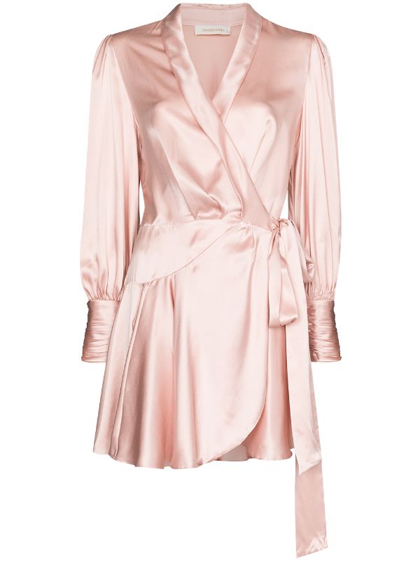 zimmermann silk mini wrap dress